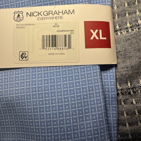 Nick Graham Men's Everywhere Short Sleeve Printed Shirt Size XL Blue - Picture 7 of 10